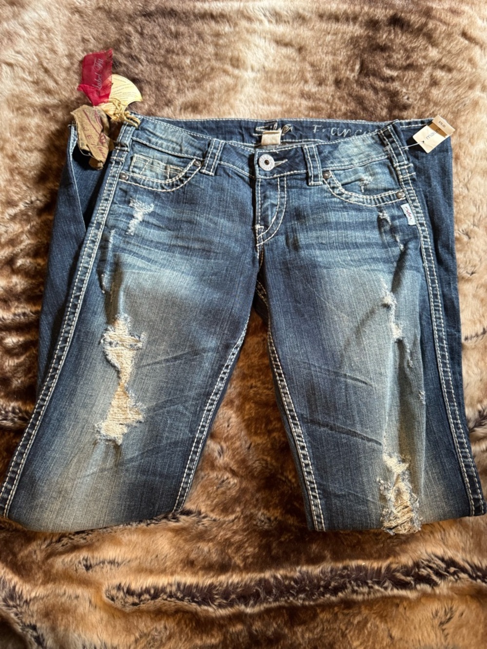 Distressed Silver Jeans Size 27 New With Tags Dark Wash